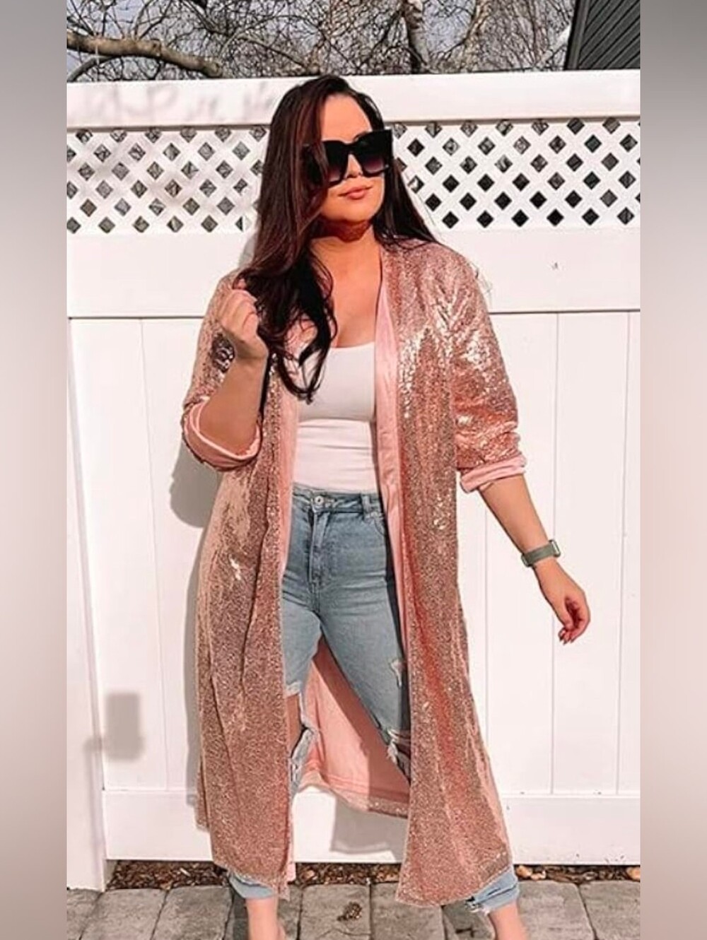 Soncy Rose Gold Sequin Kimono